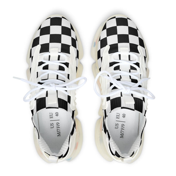 Women's Mesh Sneakers Running Shoes Checkered Print Shock Absorbing Soles