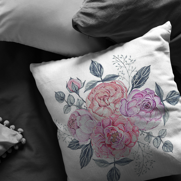 Floral Pastel Design Accent Pillow