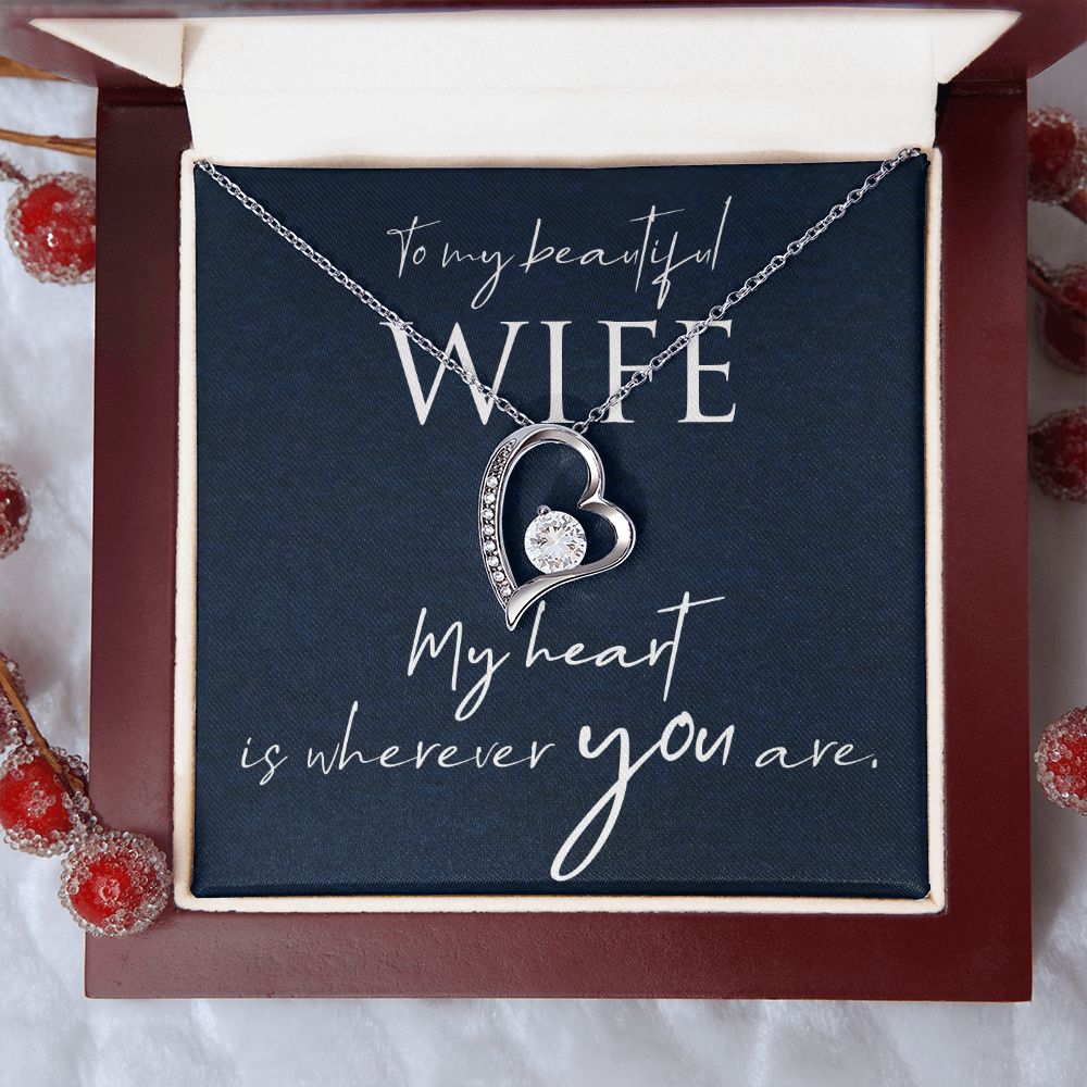 Necklace Gift for Wife Christmas Gift Birthday White or Yellow Gold Cubic Zirconia