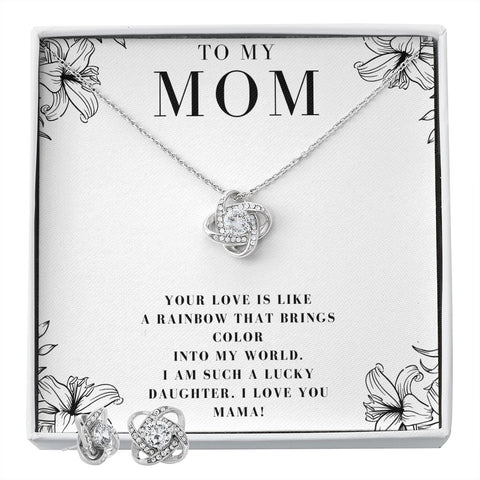 Mom Gifts Love Knot Earring & Necklace Set Gifts for Mom Wedding Christmas Birthday