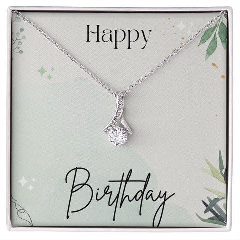Birthday Necklace Gift for Her Cubic Zirconia White or Yellow Gold