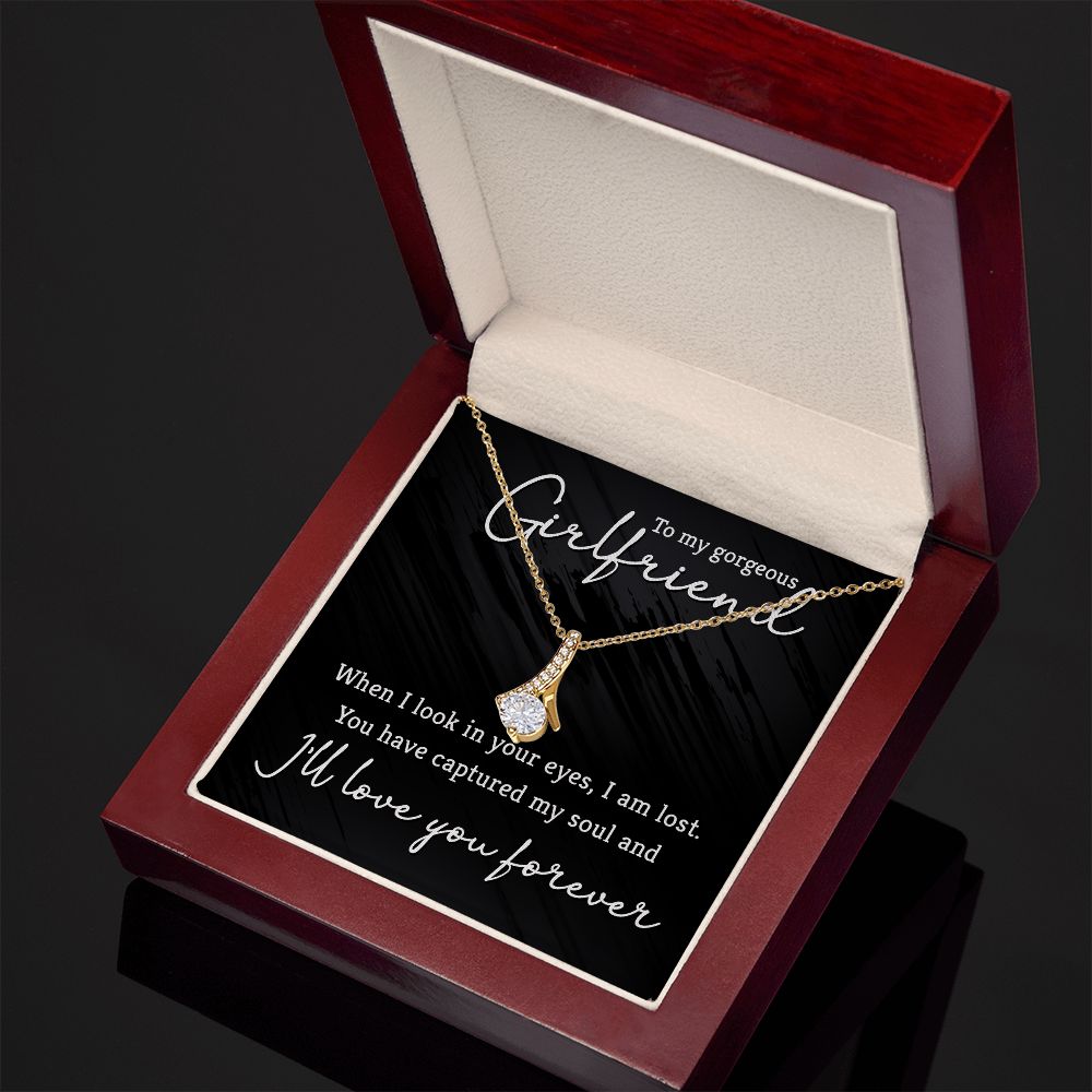 Necklace for Girlfriend, Jewelry Gifts for Girlfriend White or Yellow Gold, Cubic Zirconia