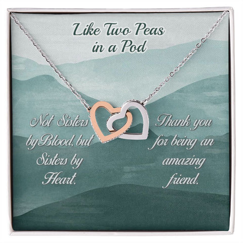 Friend Like a Sister Necklace Gift Card Interlocking Hearts Best Friend Necklace