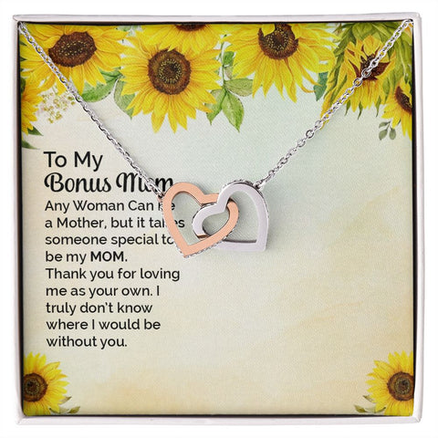 Step Mom Gifts Necklace Interlocking Hearts, Gifts for Bonus Mom Step Mom