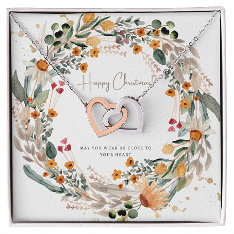 Christmas Jewelry Gifts Interlocking Hearts Happy Christmas