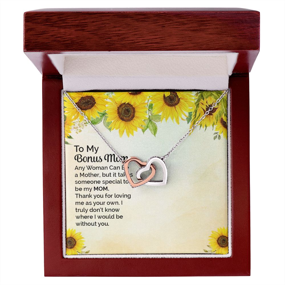 Step Mom Gifts Necklace Interlocking Hearts, Gifts for Bonus Mom Step Mom