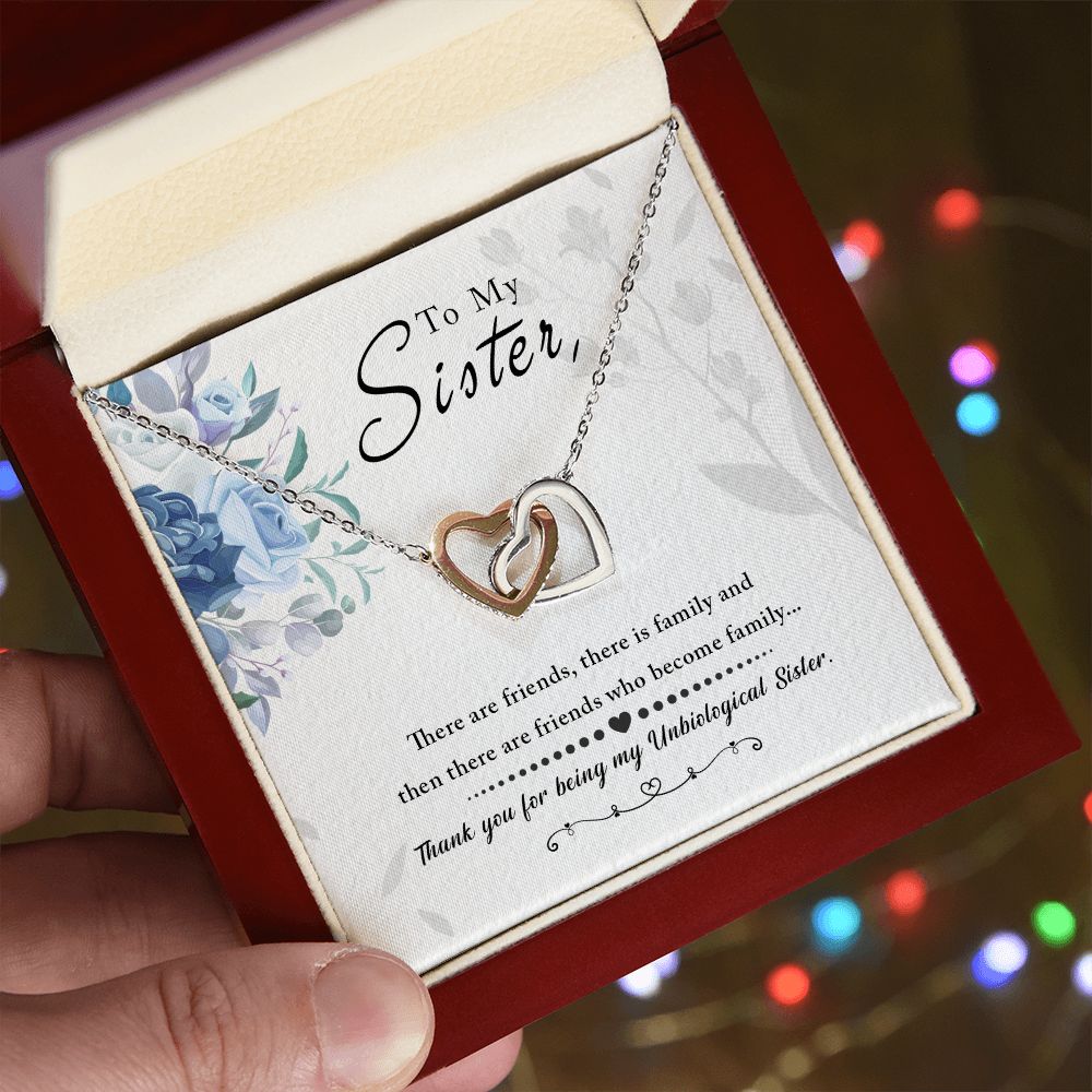 Unbiological Sister Friend Gifts Best Friend Necklace Interlocking Hearts