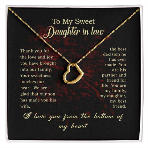 Daughter in Law Gift for Wedding, Gift for Daughter-in-law Simple Heart Necklace, White or Yellow Gold
