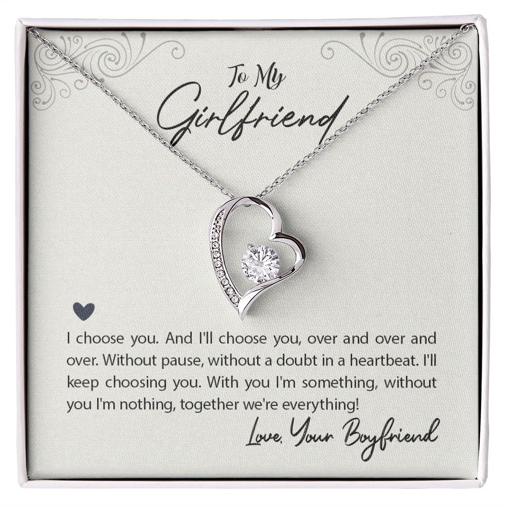Girlfriend Gifts Forever Love Necklace from Boyfriend, White or Yellow Gold