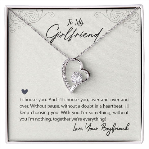 Girlfriend Gifts Forever Love Necklace from Boyfriend, White or Yellow Gold