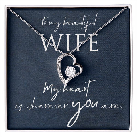 Necklace Gift for Wife Christmas Gift Birthday White or Yellow Gold Cubic Zirconia