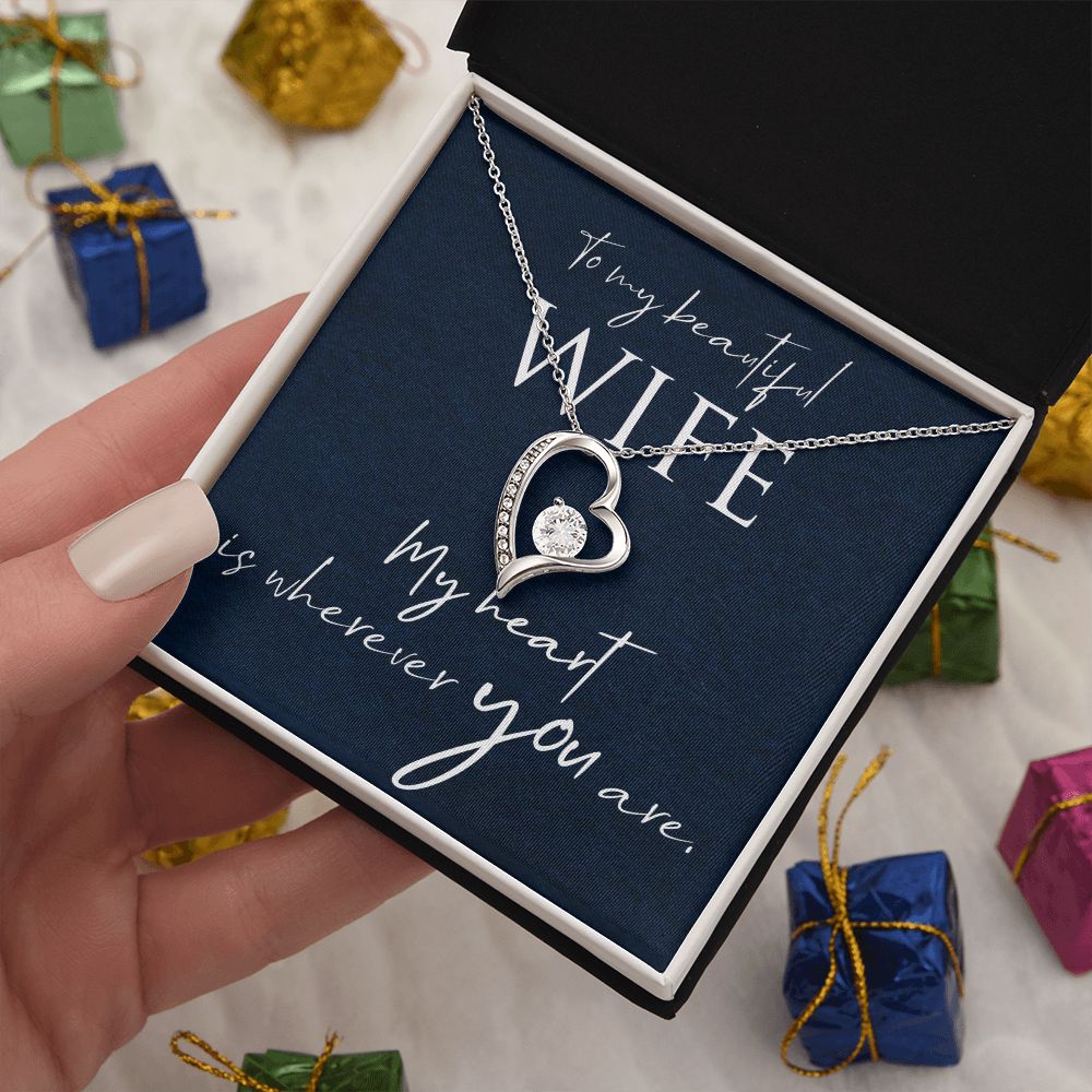 Necklace Gift for Wife Christmas Gift Birthday White or Yellow Gold Cubic Zirconia