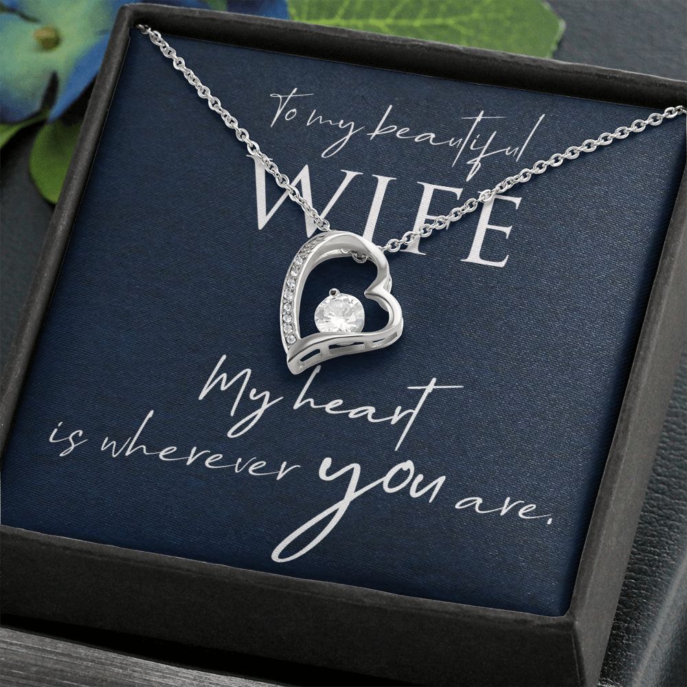 Necklace Gift for Wife Christmas Gift Birthday White or Yellow Gold Cubic Zirconia