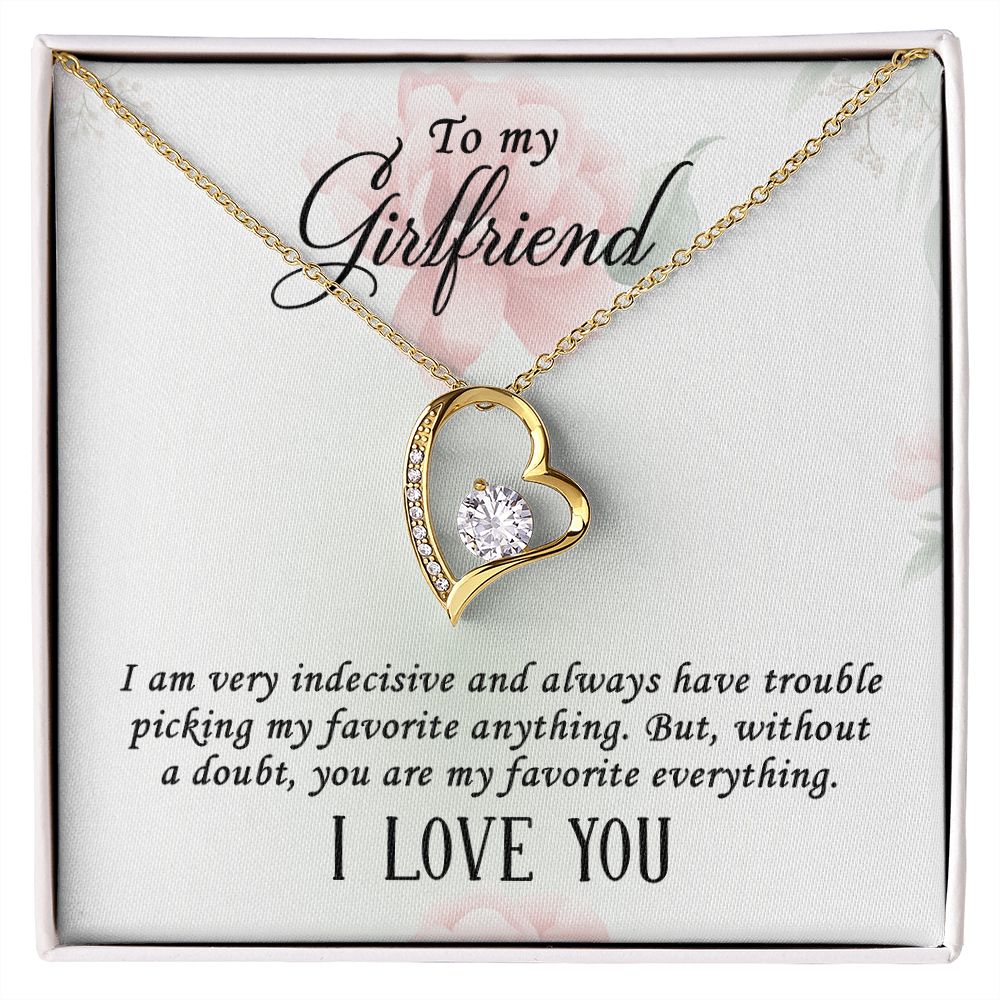Gifts for Girlfriend Forever Love Necklace, Cubic Zirconia White or Yellow Gold Finish