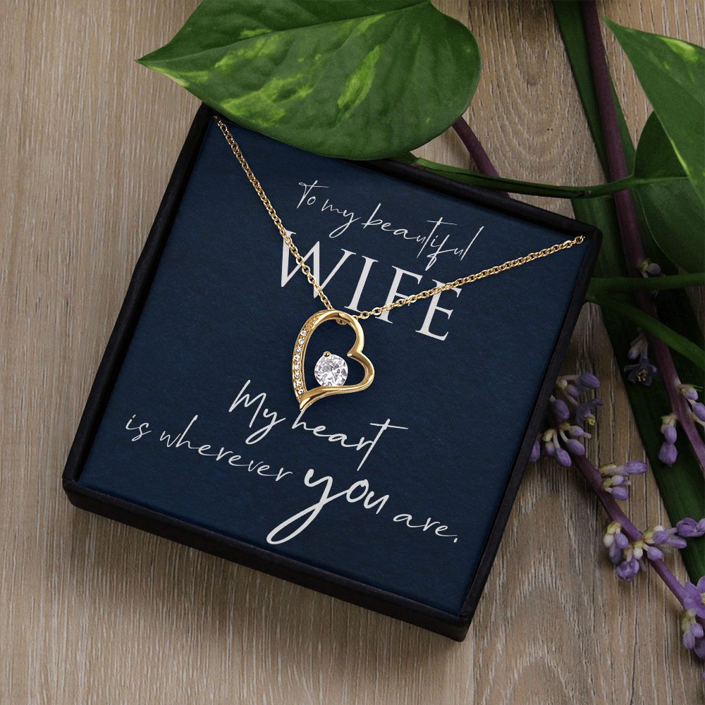 Necklace Gift for Wife Christmas Gift Birthday White or Yellow Gold Cubic Zirconia