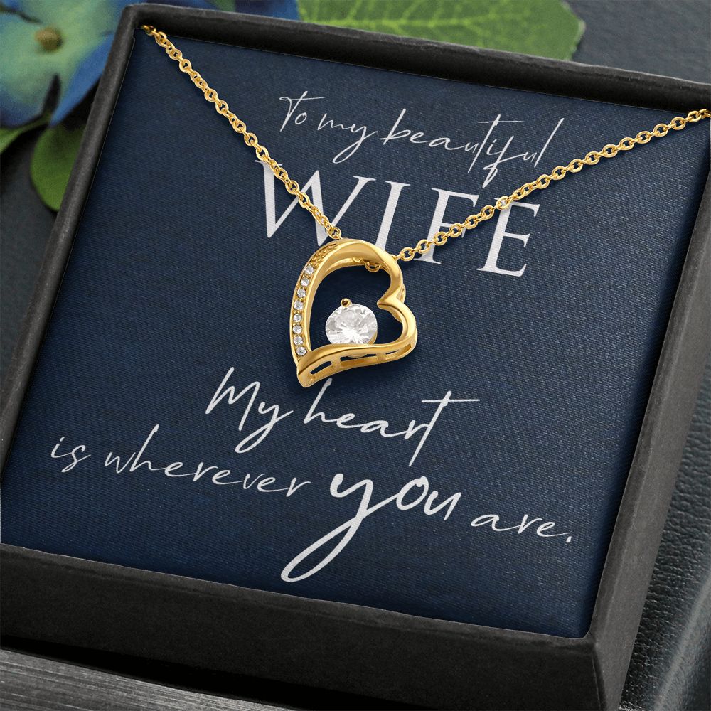 Necklace Gift for Wife Christmas Gift Birthday White or Yellow Gold Cubic Zirconia