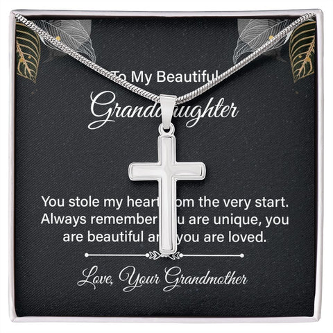 Gift for Granddaughter Stainless Steel Cross Necklace from Grandmother gift