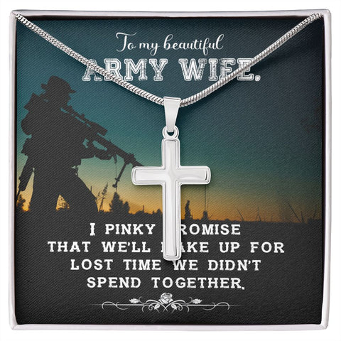 Army Wife Necklace Gift for Wife Cross Necklace, Anniversary Christmas Gift