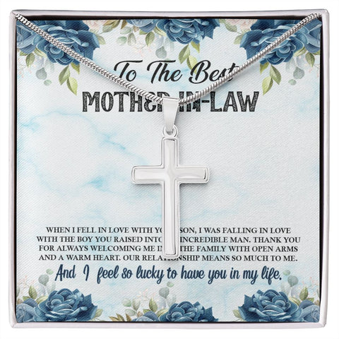 Cross Necklace Gift for Mother in Law, Wedding Day Gift for MIL Christmas Gift Birthday