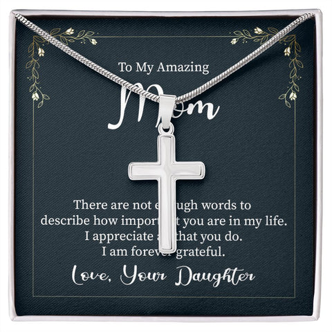 Gift for Mom Cross Necklace Stainless Steel Christmas Gift Birthday Gift for Mom
