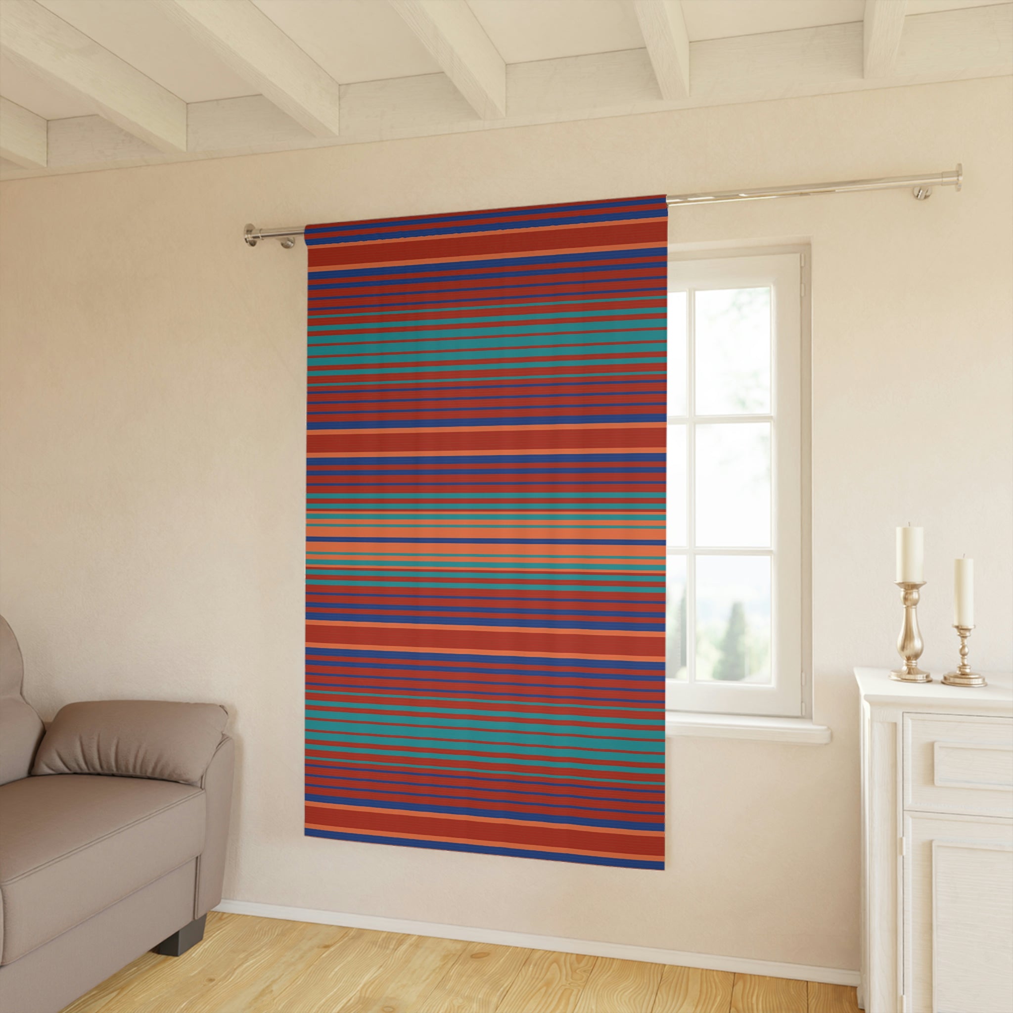 Black Out Window Curtains (1 Piece) Lakeshore Ridge Print Southwestern Striped Polyester