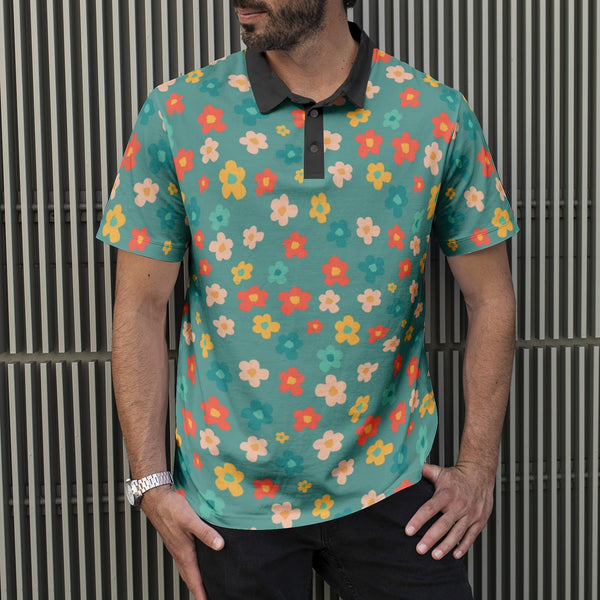 Men's Polo Floral All-Over Print Polo Shirts