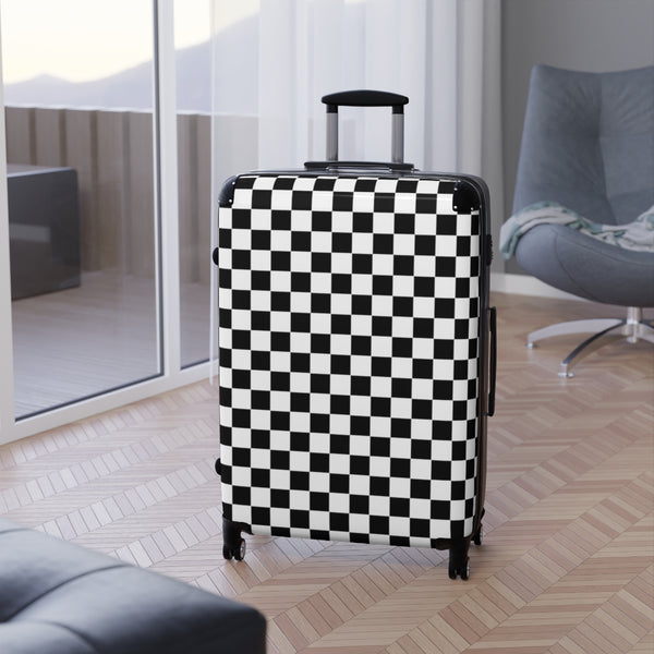 Suitcase Checkered Cabin Suitcase with Wheels Combination Lock Adjustable telescopic handle 360 Swivel Durable Hard Shell Case