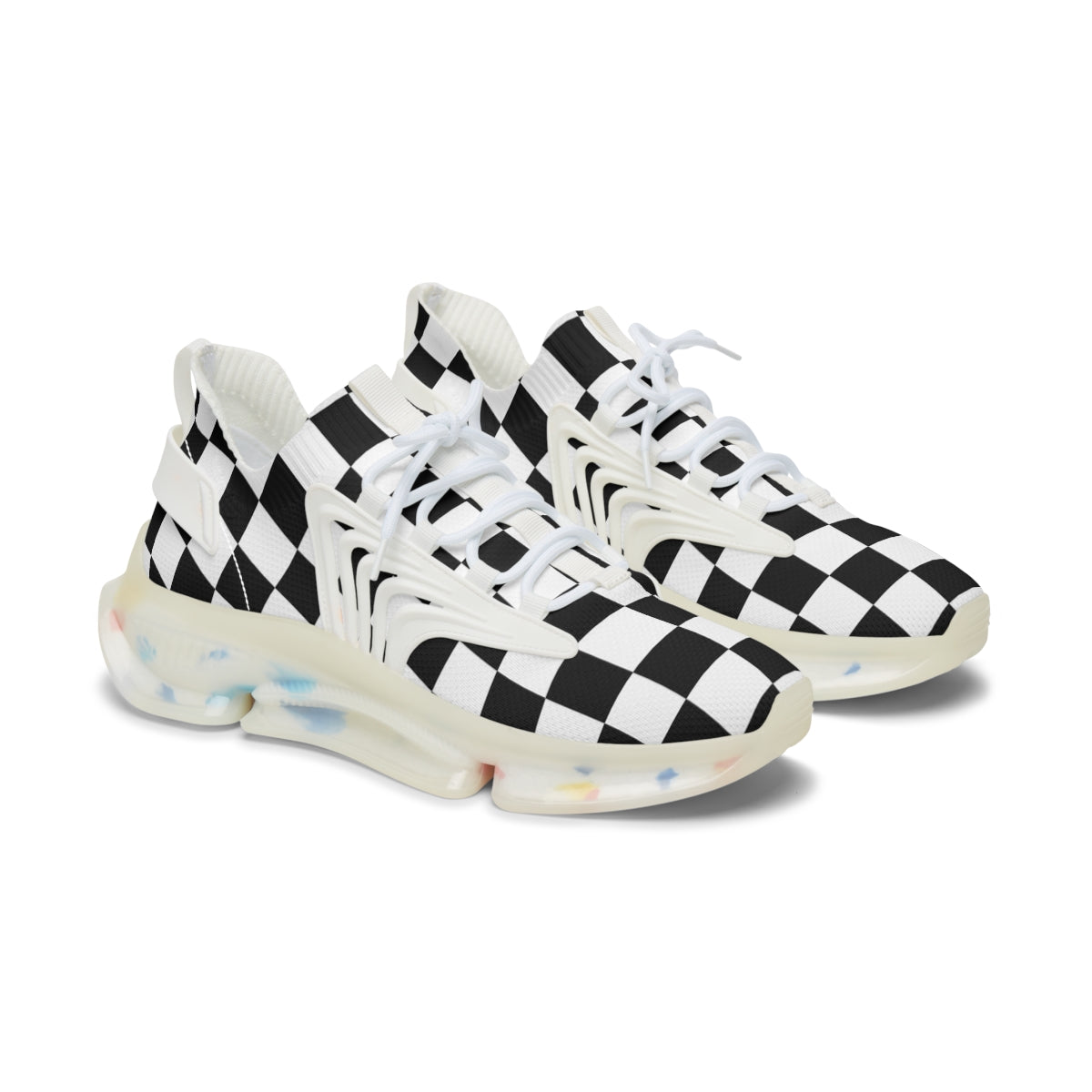 Women's Mesh Sneakers Running Shoes Checkered Print Shock Absorbing Soles
