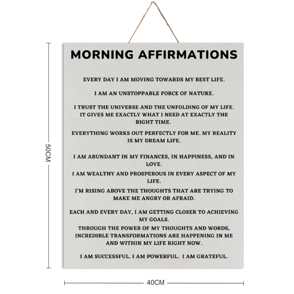 Morning Affirmations Manifesting Wooden Plaque 16" x 20"