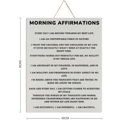 Morning Affirmations Manifesting Wooden Plaque 16" x 20"