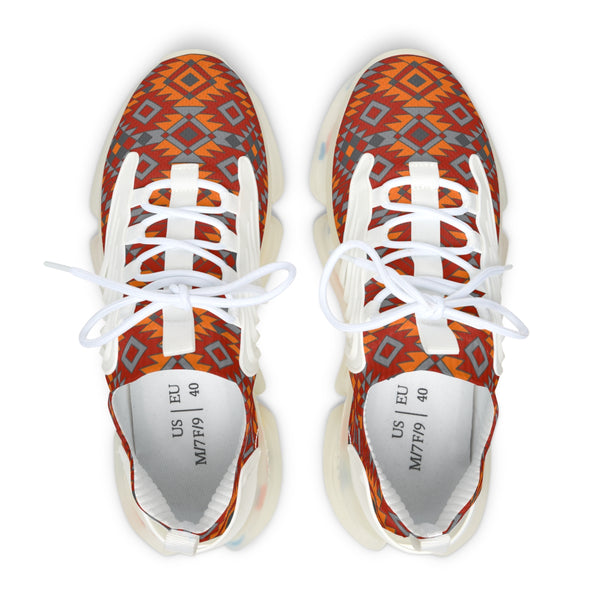 Women's Mesh Sneakers White or Black Sole Southwestern Print