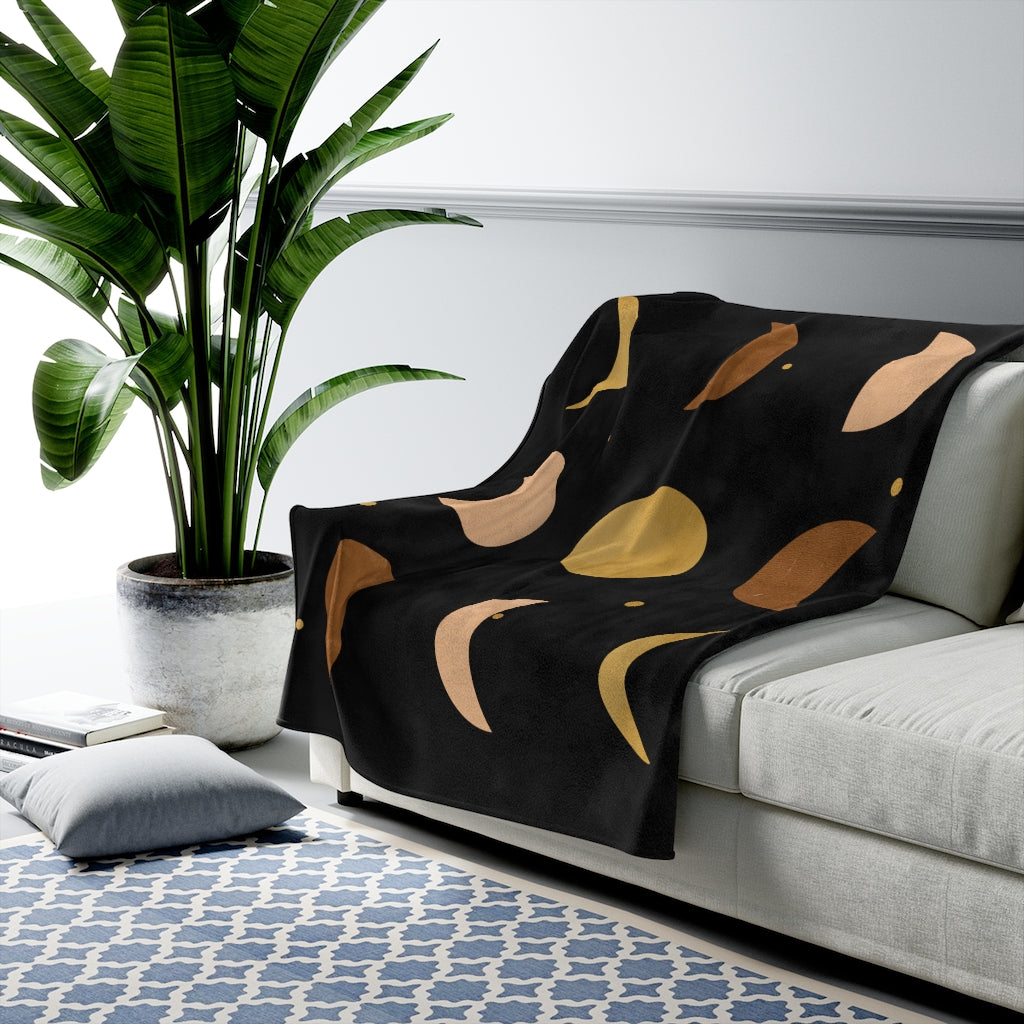 Moon Phases Velvet Plush Throw Blanket, Gifts, Velveteen Plush Blanket