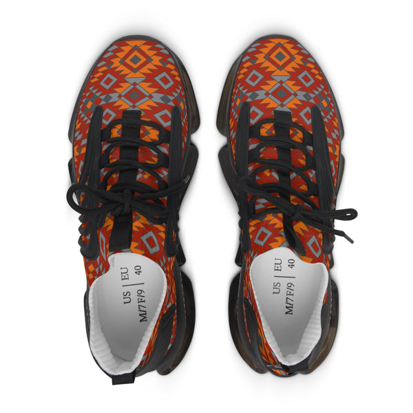 Women's Mesh Sneakers White or Black Sole Southwestern Print