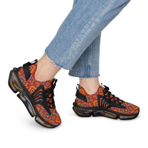 Women's Mesh Sneakers White or Black Sole Southwestern Print