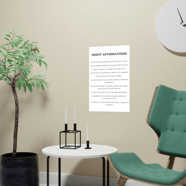 Night Time Affirmations and Manifestation Sayings Vertical Matte Poster Night Affirmations
