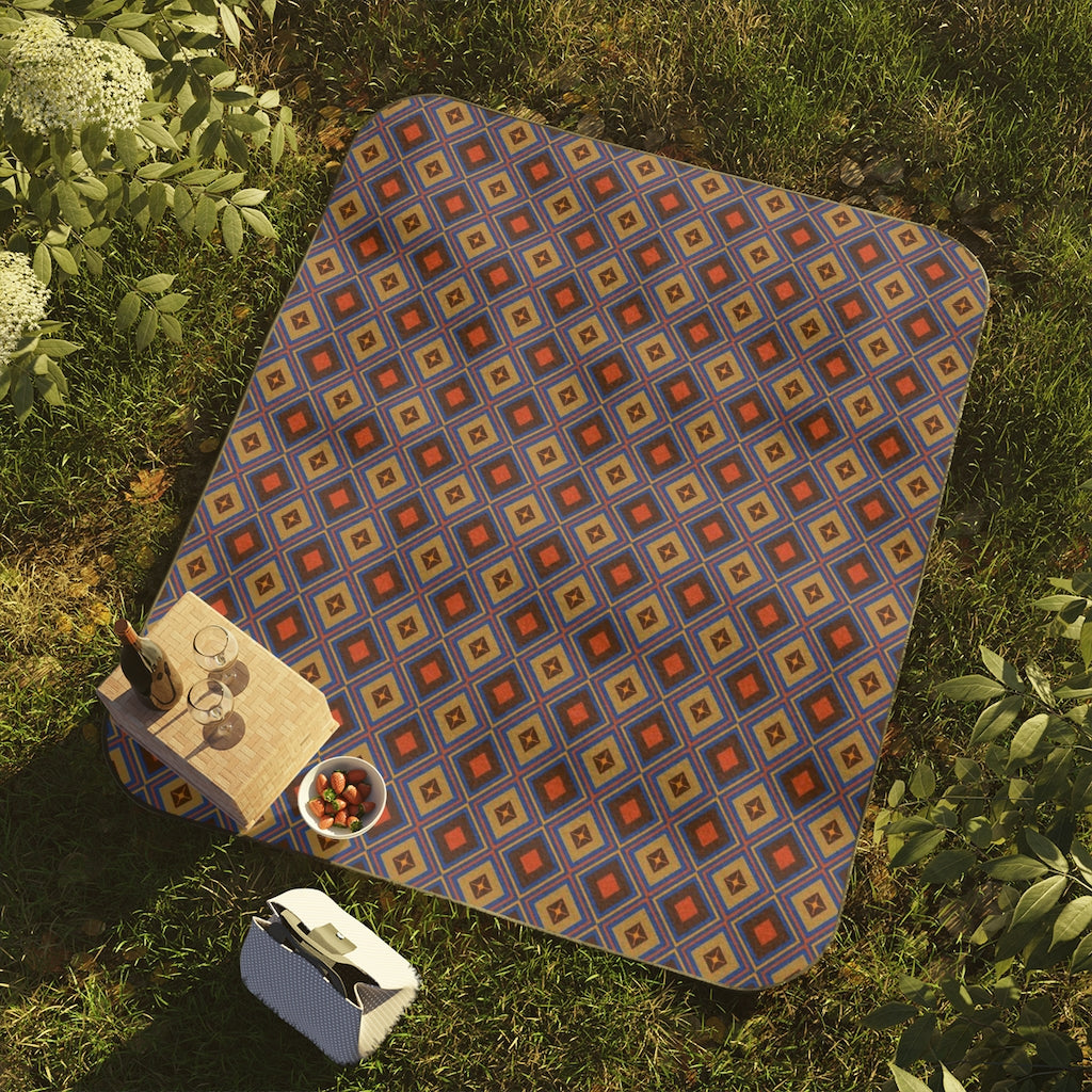 Picnic Blanket Modern Diamond Pattern Lawn Picnic Blanket Beach Blanket with Strap One Size One Sized Print Gifts