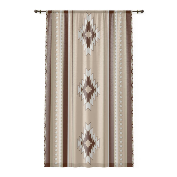 Window Curtain Sheer Beige Mohave Southwestern Print Single Curtain for Window