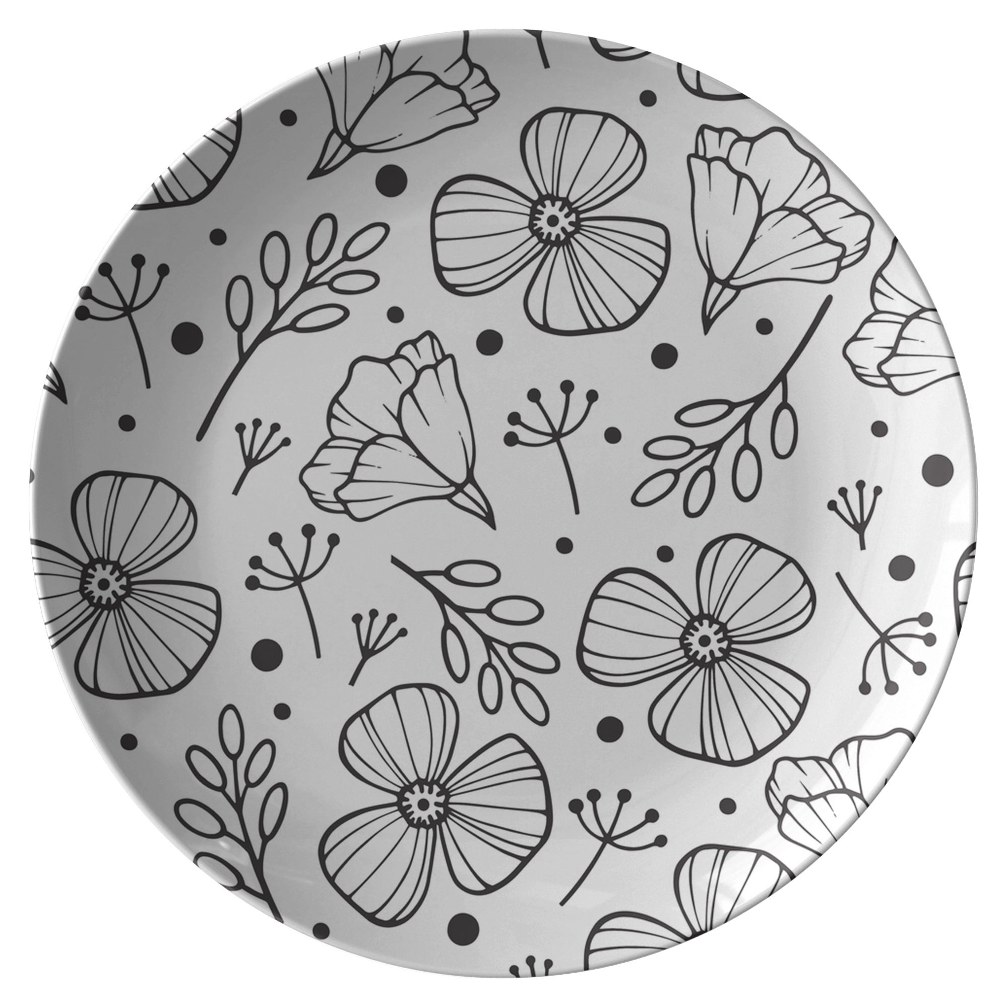 Simplistic Floral Decorative Plastic Dinner Plate