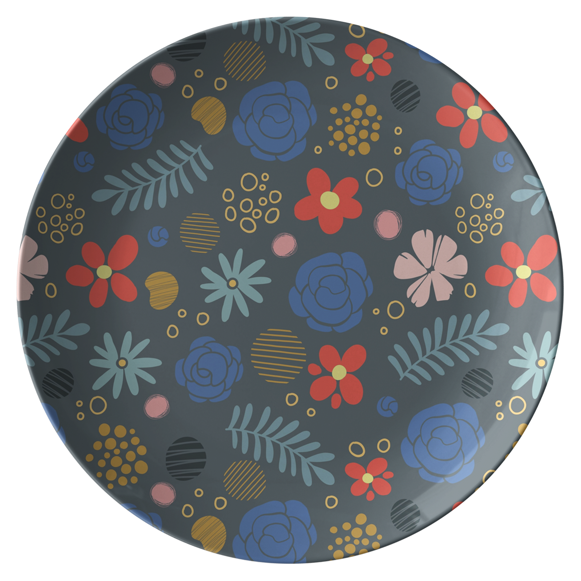 Decorative Floral Plastic Dinner Plate, One Sided Print