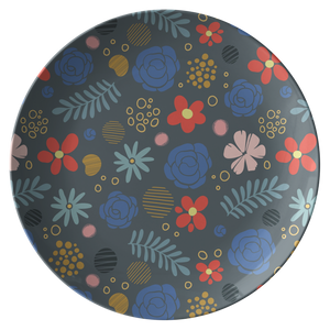 Decorative Floral Plastic Dinner Plate, One Sided Print