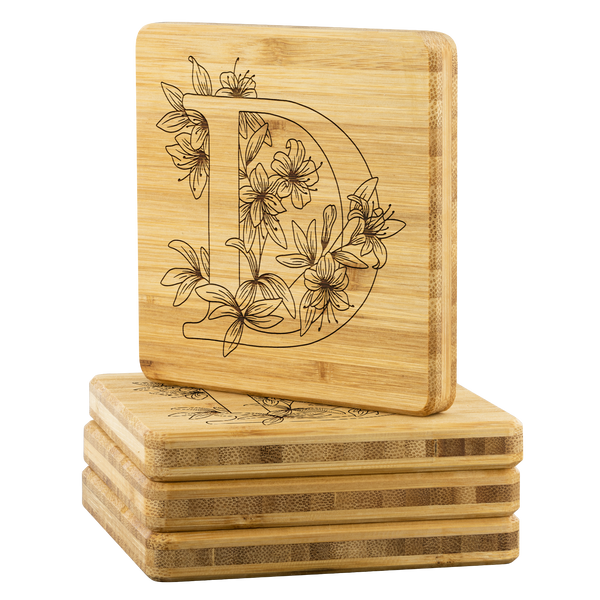 Coasters, Wooden Coasters, Family Initial - D Coasters, Gifts, Christmas Gift